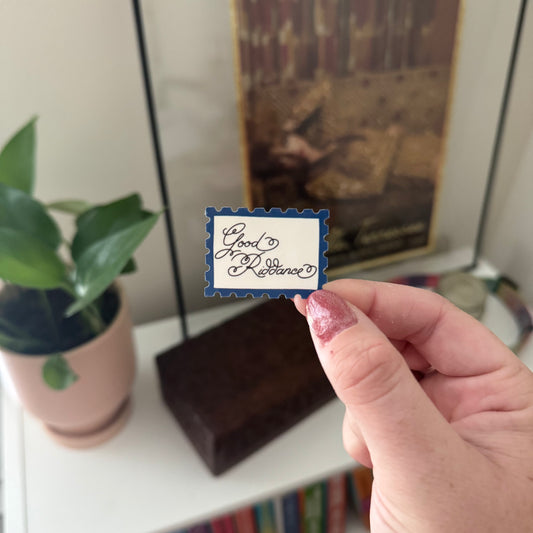 good riddance stamp sticker