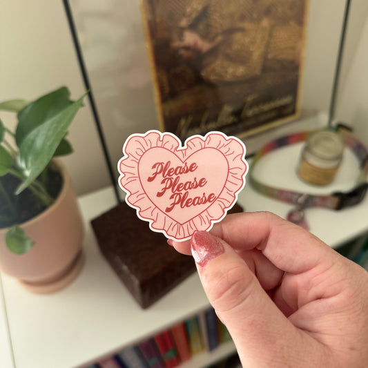 the please, please, please ruffle heart sticker