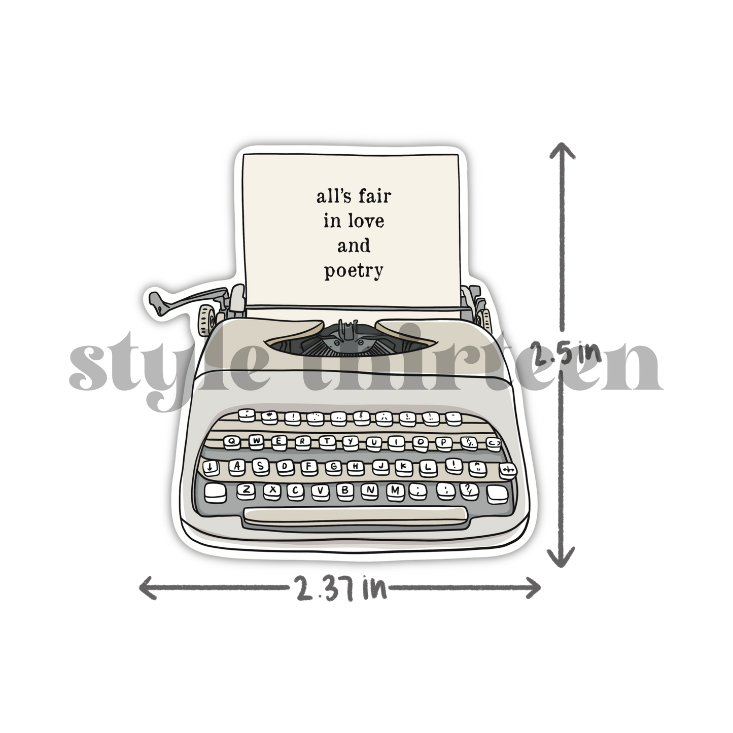 'love & poetry' typewriter sticker