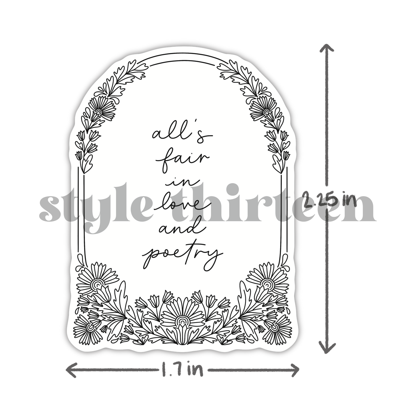 'love & poetry' arch sticker
