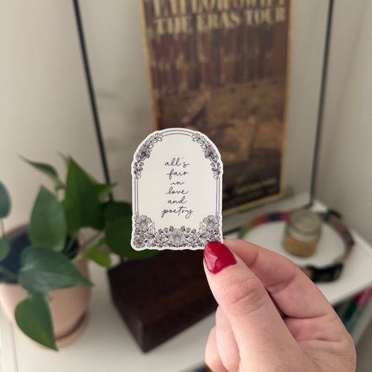'love & poetry' arch sticker