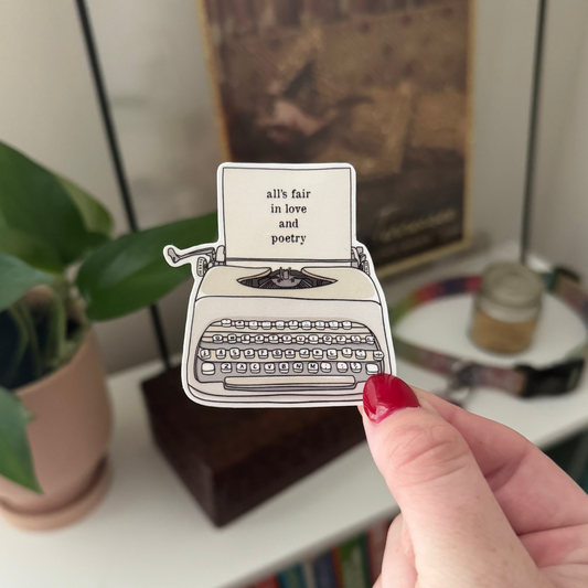 'love & poetry' typewriter sticker