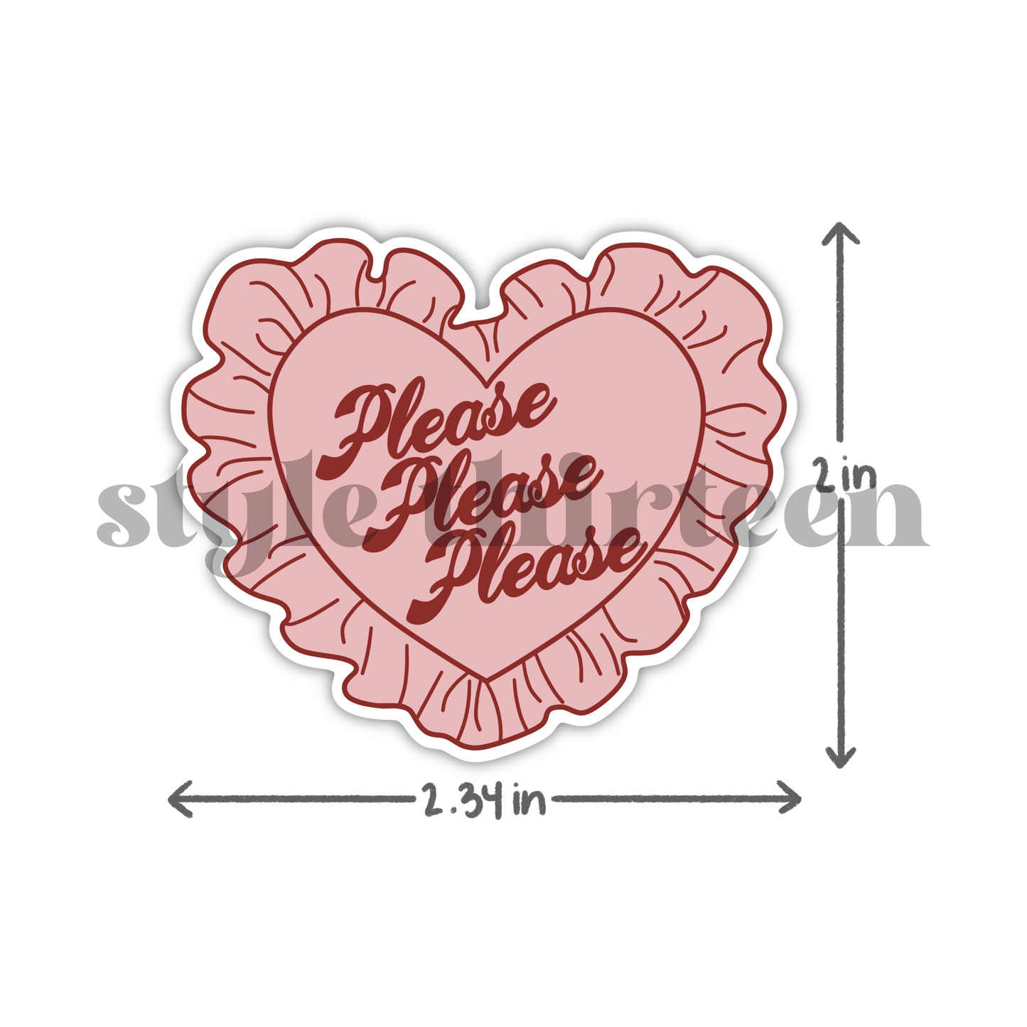 the please, please, please ruffle heart sticker